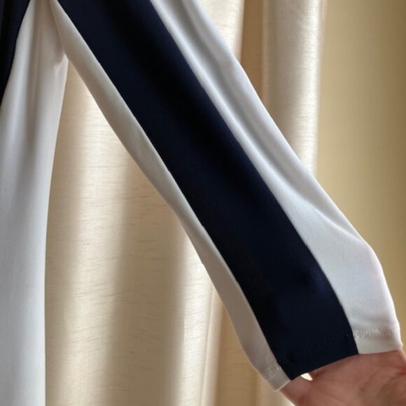 Ralph Lauren Color-block Navy and White Pull-on Ruched Dress, Size 8 - Picture 5 of 7